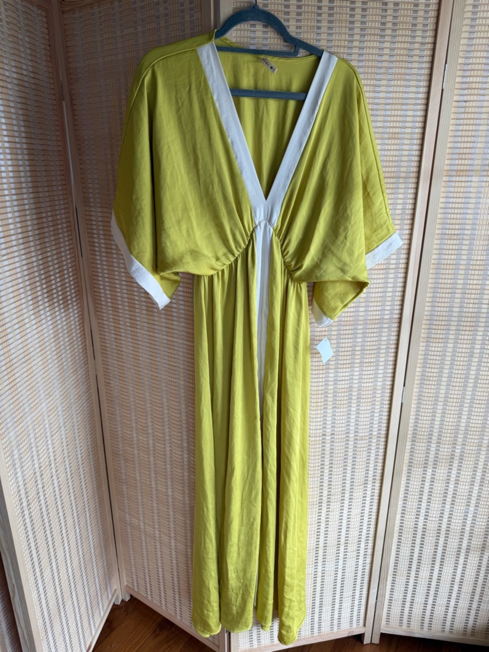 The Impeccable Pig Lime Green Maxi Dress with White Trim